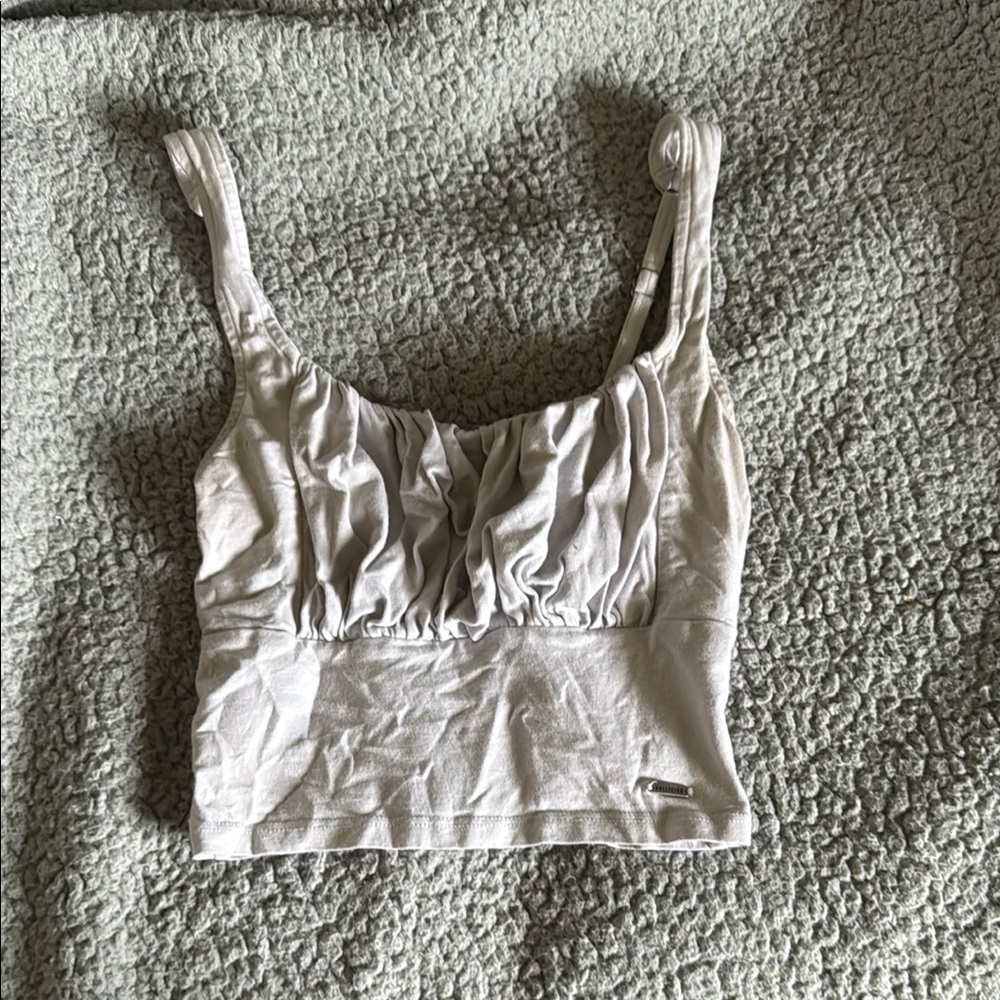 Hollister Light Gray Ruched Crop Top